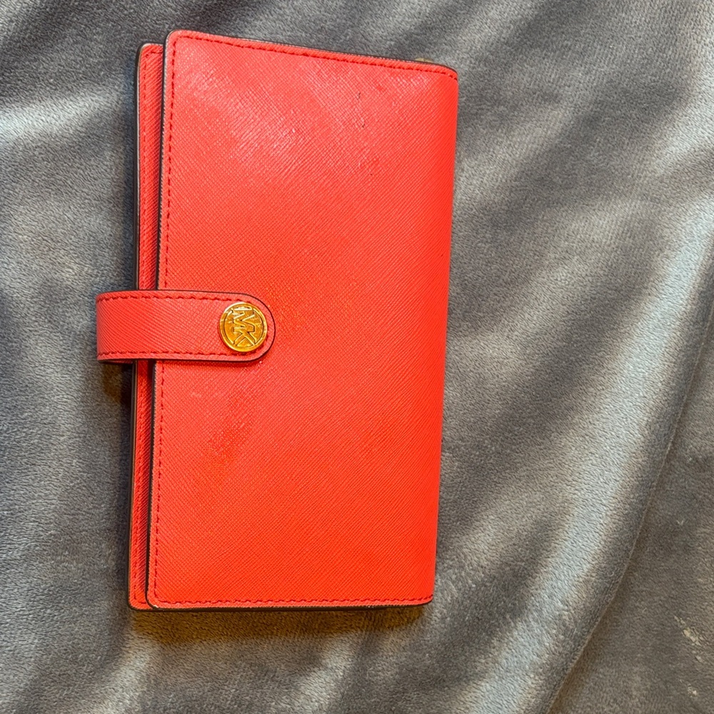 Michael Kors Red Saffiano Leather Clutch Wristlet